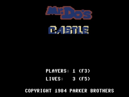 Title Screen of Mr. Do!'s Castle for Commodore 64